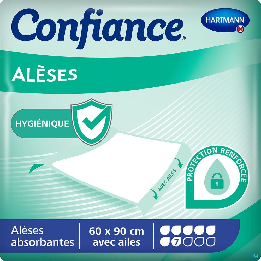 CONFIANCE ALÈSE 7G - Alèse absorbante avec aile, intraversable à usage unique, sans latex