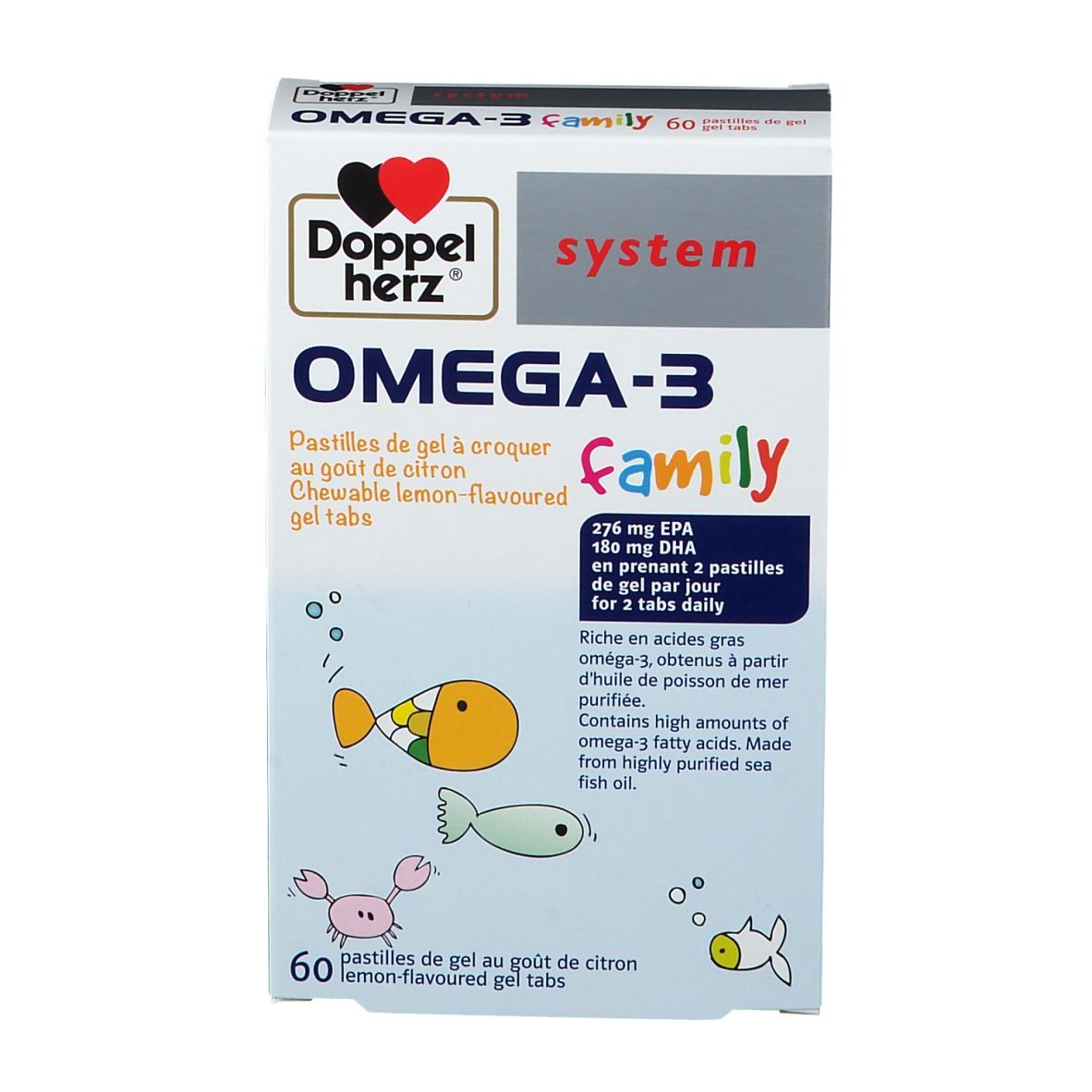 Doppelherz system OMEGA-3 Family Pastilles de gel à croquer Citron