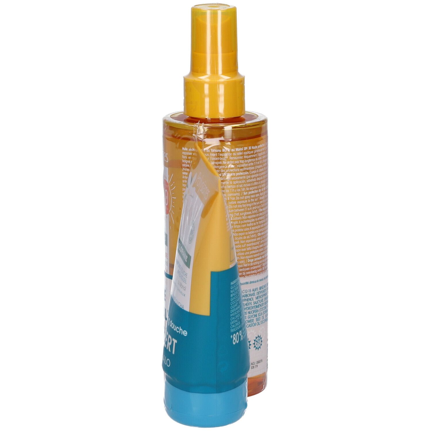 KLORANE Huile Sèche Solaire SPF50 Corps/Cheveux + Shampoing Douche Après-soleil au Monoï et Tamanu BIO