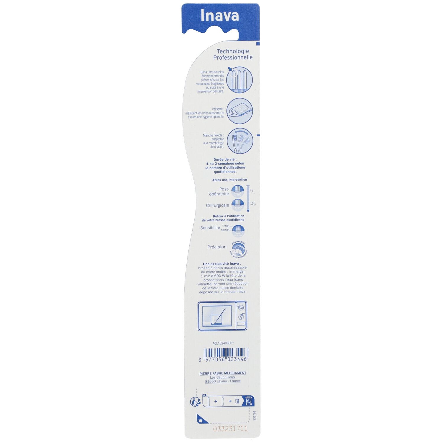 Inava Postopératoire Brosse à dents très souple 7/100 mm