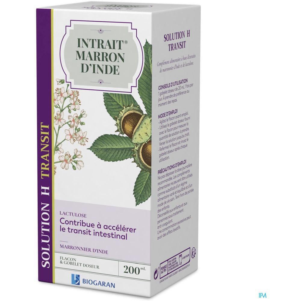Intrait Marron d'Inde Solution H transit, Solution buvable, complément alimentaire pour le