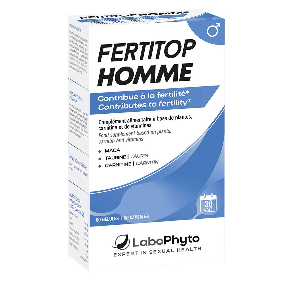Boîte Fertitop Homme, complément alimentaire de 60 gélules.