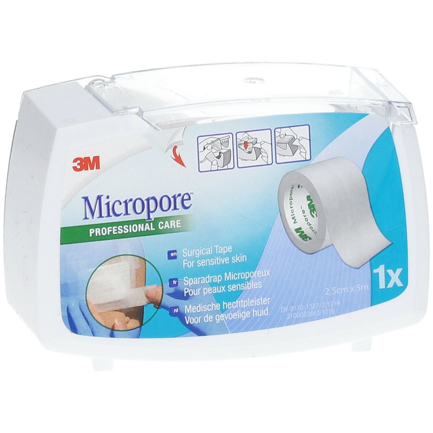 3M™ Micropore™ Sparadrap microporeux, non tissé, blanc 5 m x 25 mm
