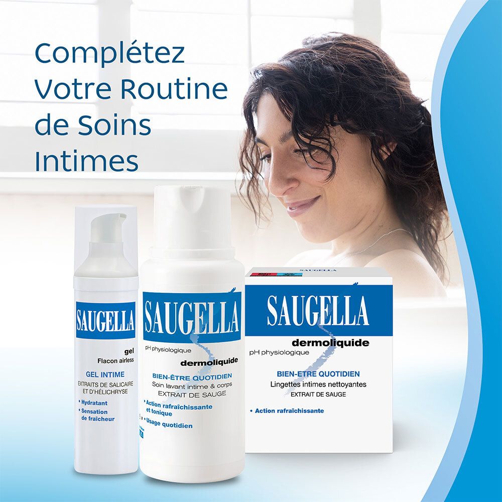 Saugella - Dermoliquide - Soin lavant pour l’hygiène intime quotidienne des femmes adultes - à base d’extrait de Sauge - Assure le bien-être intime quotidien - Flacon 250 ml