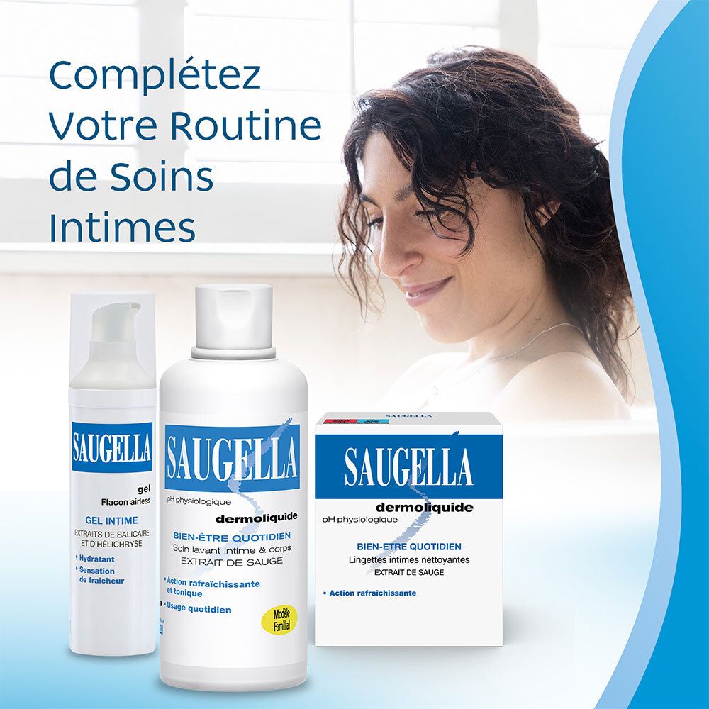 Saugella - Dermoliquide - Soin lavant pour l’hygiène intime quotidienne des femmes adultes - à base d’extrait de Sauge - Assure le bien-être intime quotidien - Flacon 750 ml