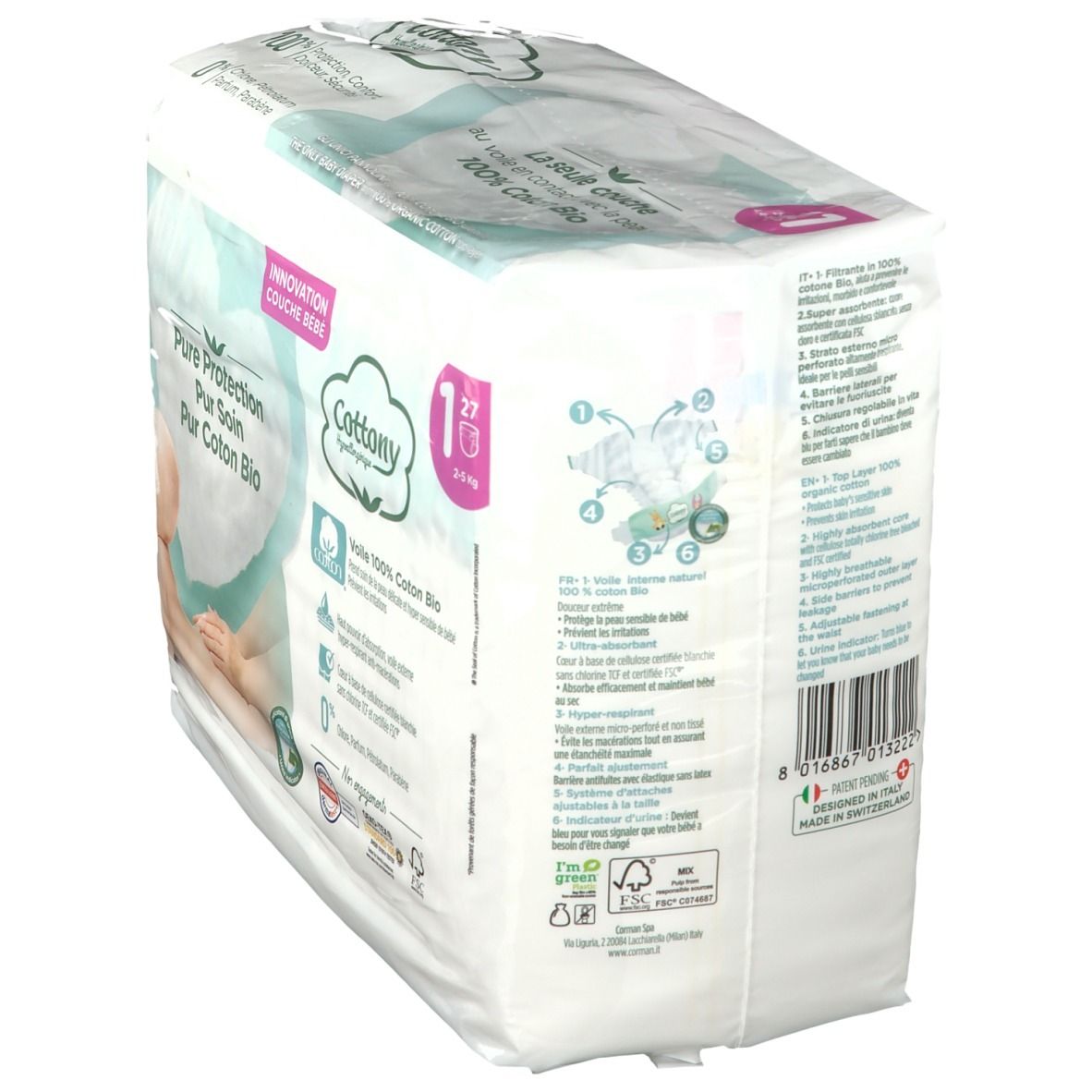 Cottony Couches Bébé Taille 1 (2-5 kg) 27 pc(s) - Redcare Pharmacie