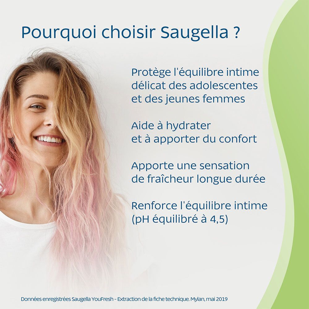 Saugella YouFresh – Soin lavant intime – Fraîcheur – Extraits de thym, de menthol & calendula – Préserve l’équilibre intime – Pour adolescentes et jeunes femmes – 200 ml
