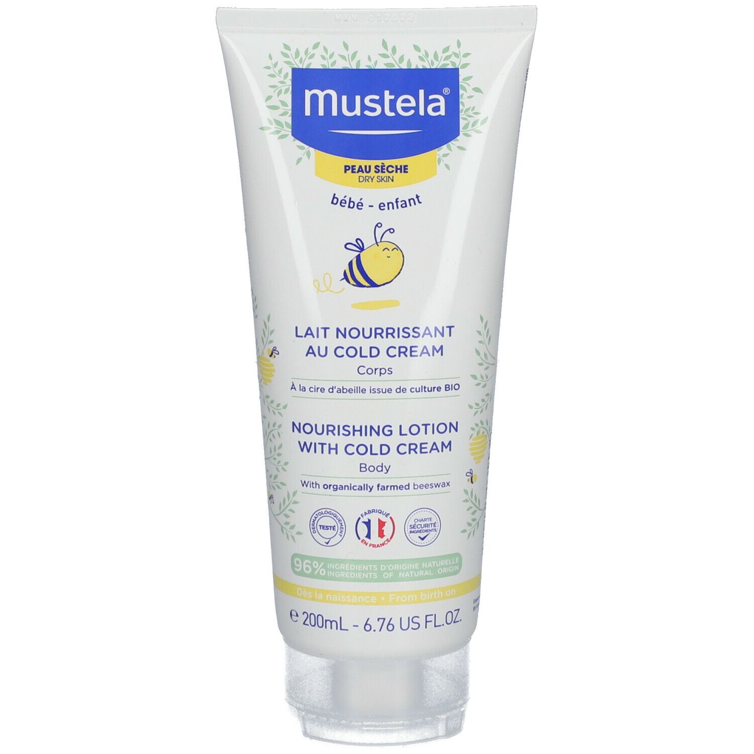 mustela® Bébé Enfant Lait nourrissant au Cold Cream à la cire d'abeille BIO Peau Sèche