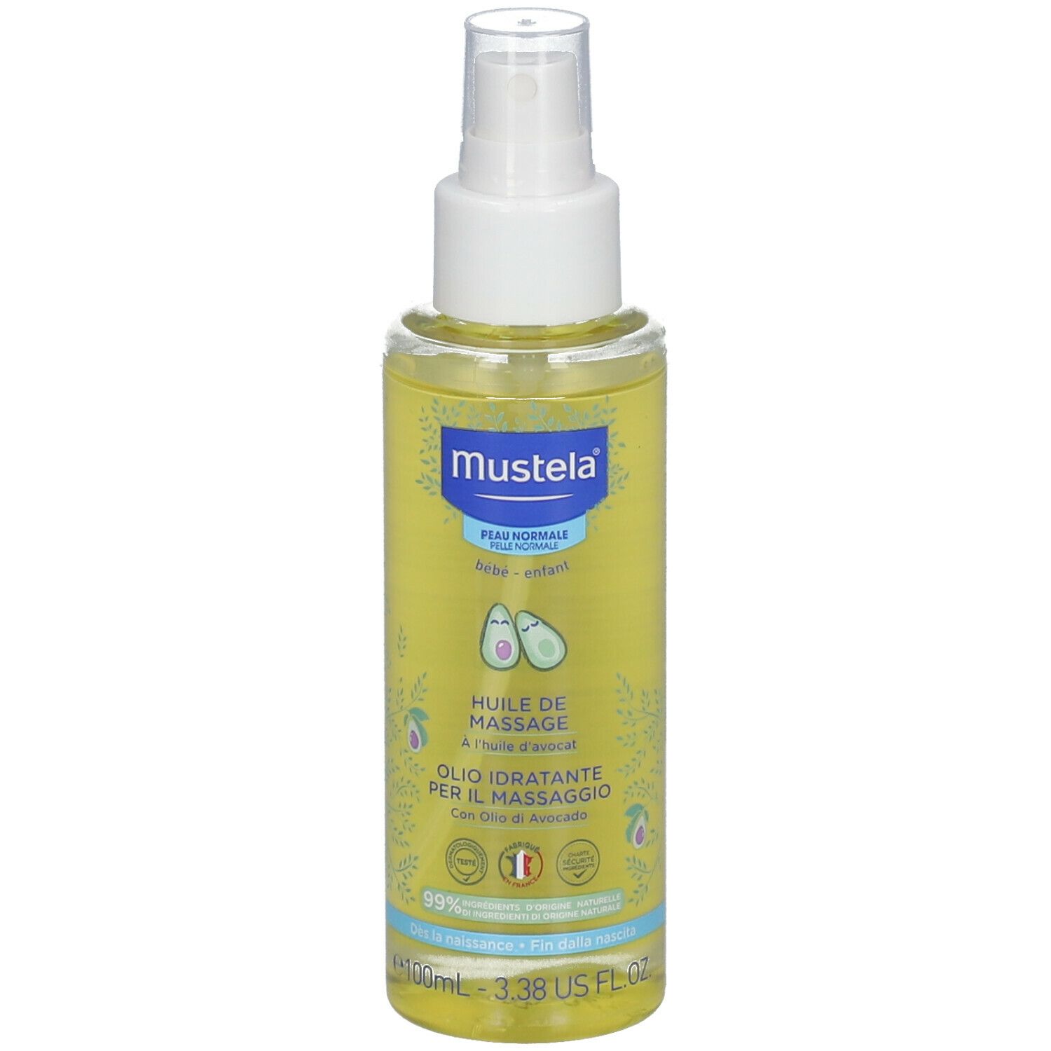 Bébé-enfant huile massage spray huile avocat 100 ml hydrate le peau.