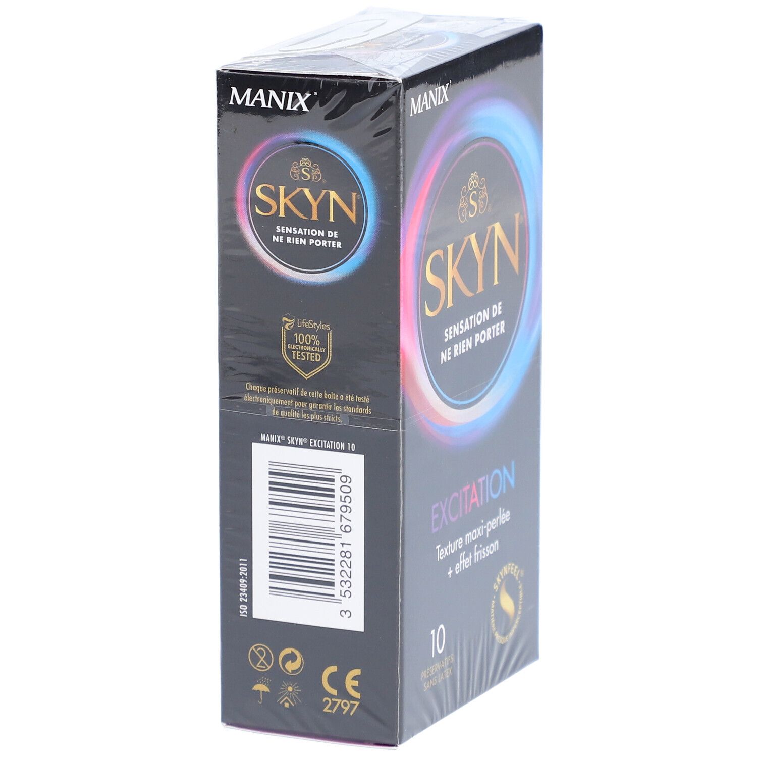 MANIX SKYN EXCITATION - Préservatif fin, texturé, hypoallergénique, lubrifié, avec réservo
