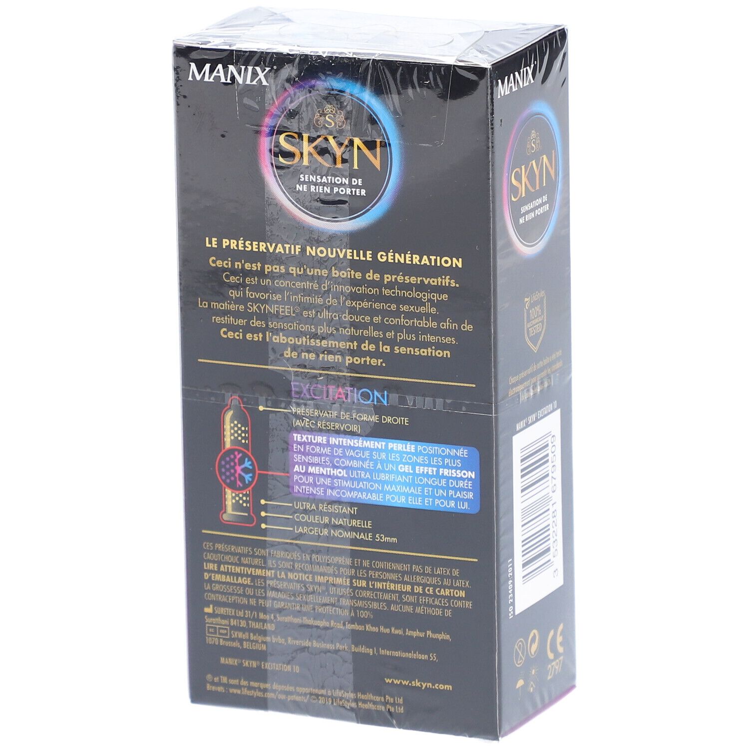 MANIX SKYN EXCITATION - Préservatif fin, texturé, hypoallergénique, lubrifié, avec réservo