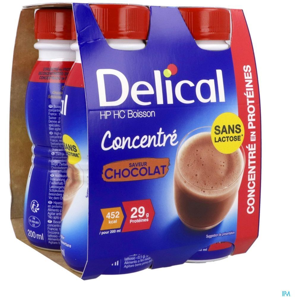 Delical Concentré Sans Lactose Boisson HP HC , Denrée alimentaire destinée à des fins médi