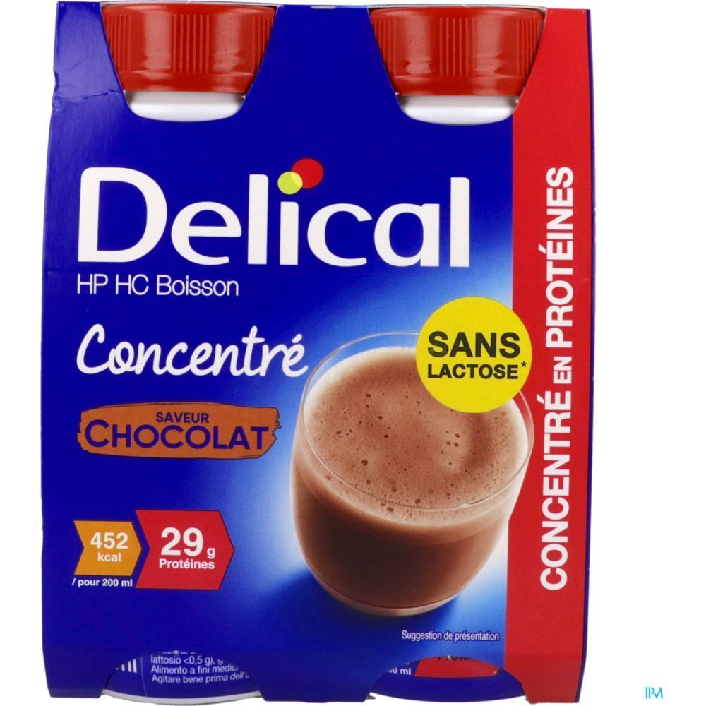 Delical Concentré Sans Lactose Boisson HP HC , Denrée alimentaire destinée à des fins médi