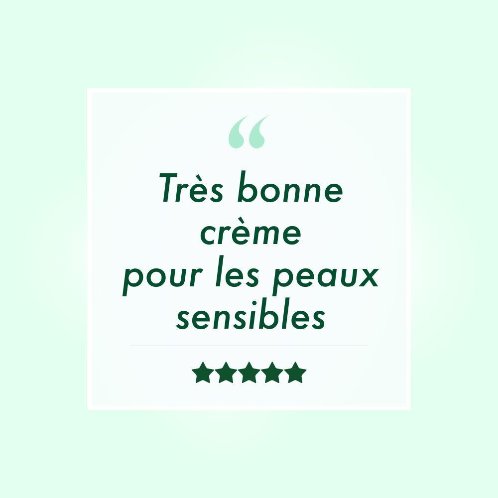 Texte: Très bonne crème pour les peaux sensibles. Évaluation 5 étoiles.