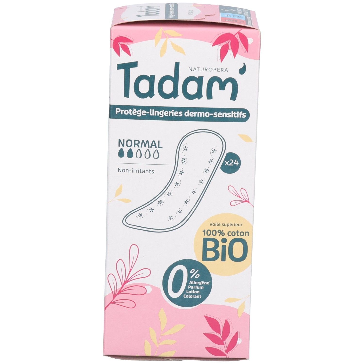 Tadam Protège-Lingeries Dermo-Sensitifs, 24 pièces, 100% coton Bio, Normal, Non-irritants.