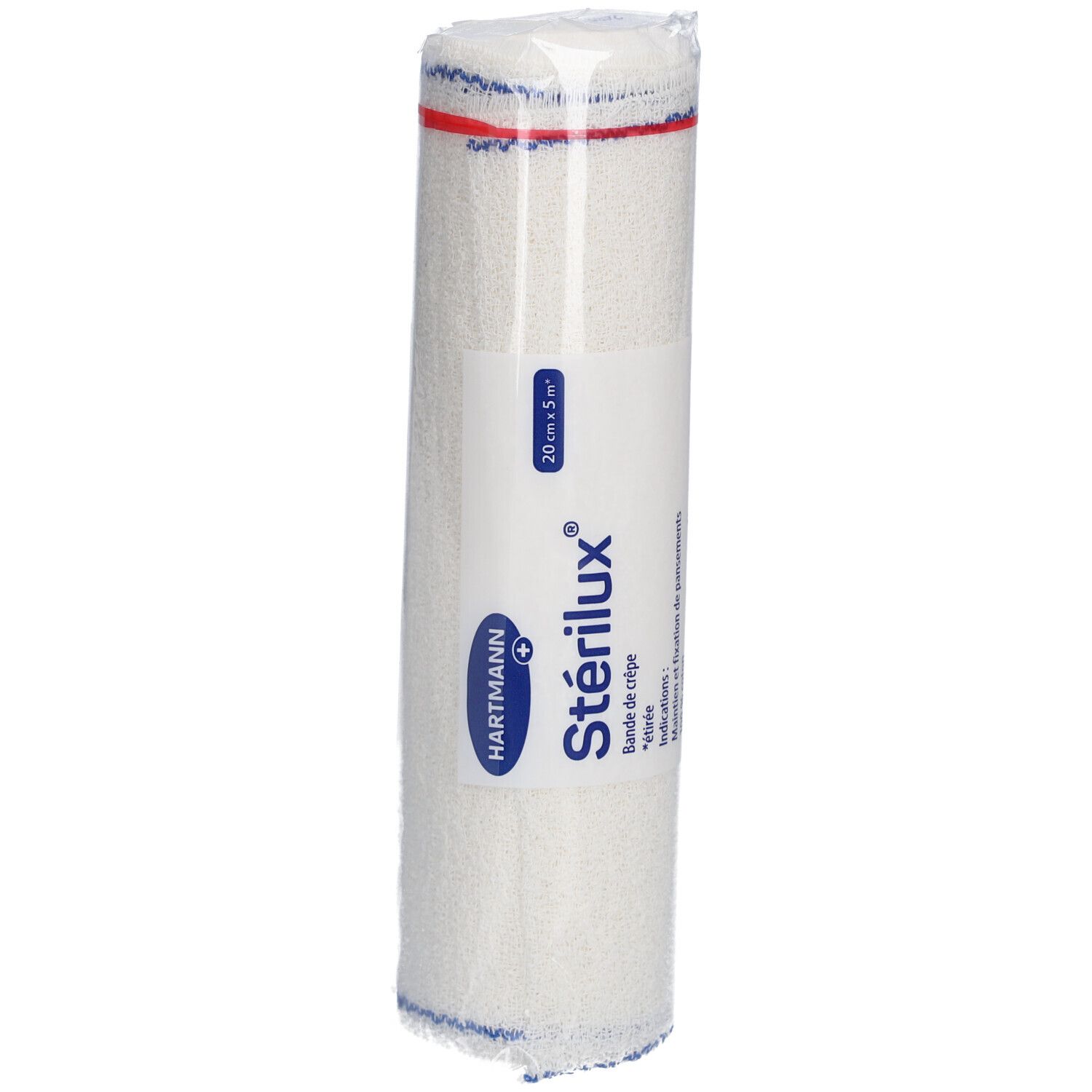 STÉRILUX - Bande de crêpe en coton élastique sous cellophane. 5 m à l'étirage x 20 cm (ref