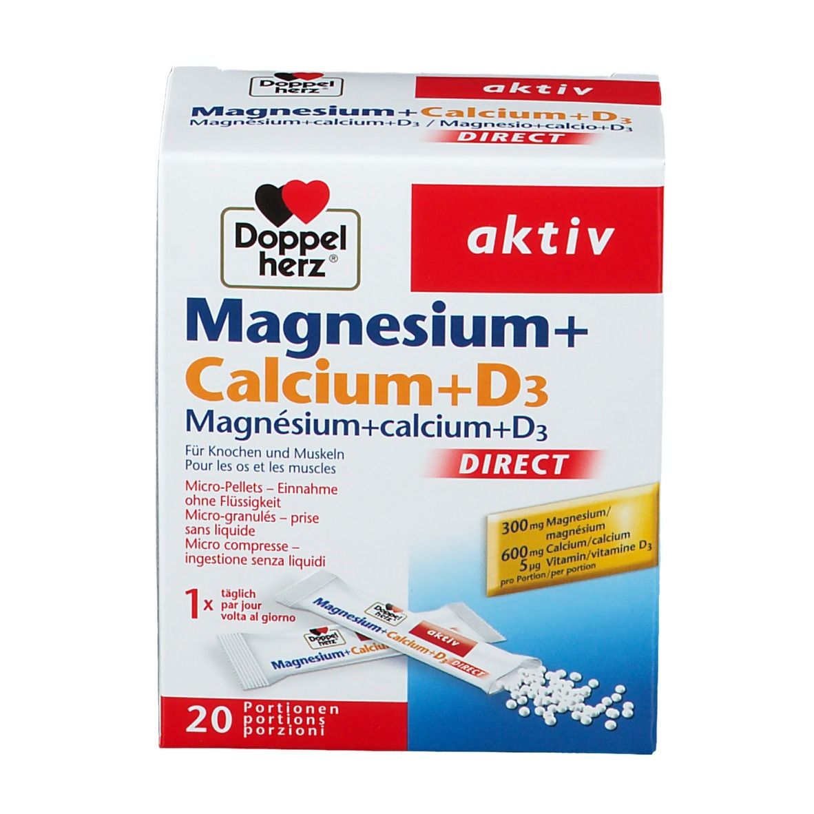 Doppelherz aktiv Magnésium + Calcium + D3 DIRECT