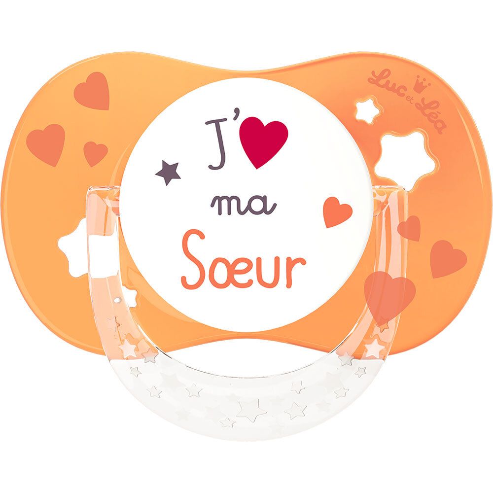 Luc et Léa 1 Sucette anatomique J'aime ma soeur 6-18 mois avec anneau (Couleur non sélectionnable)