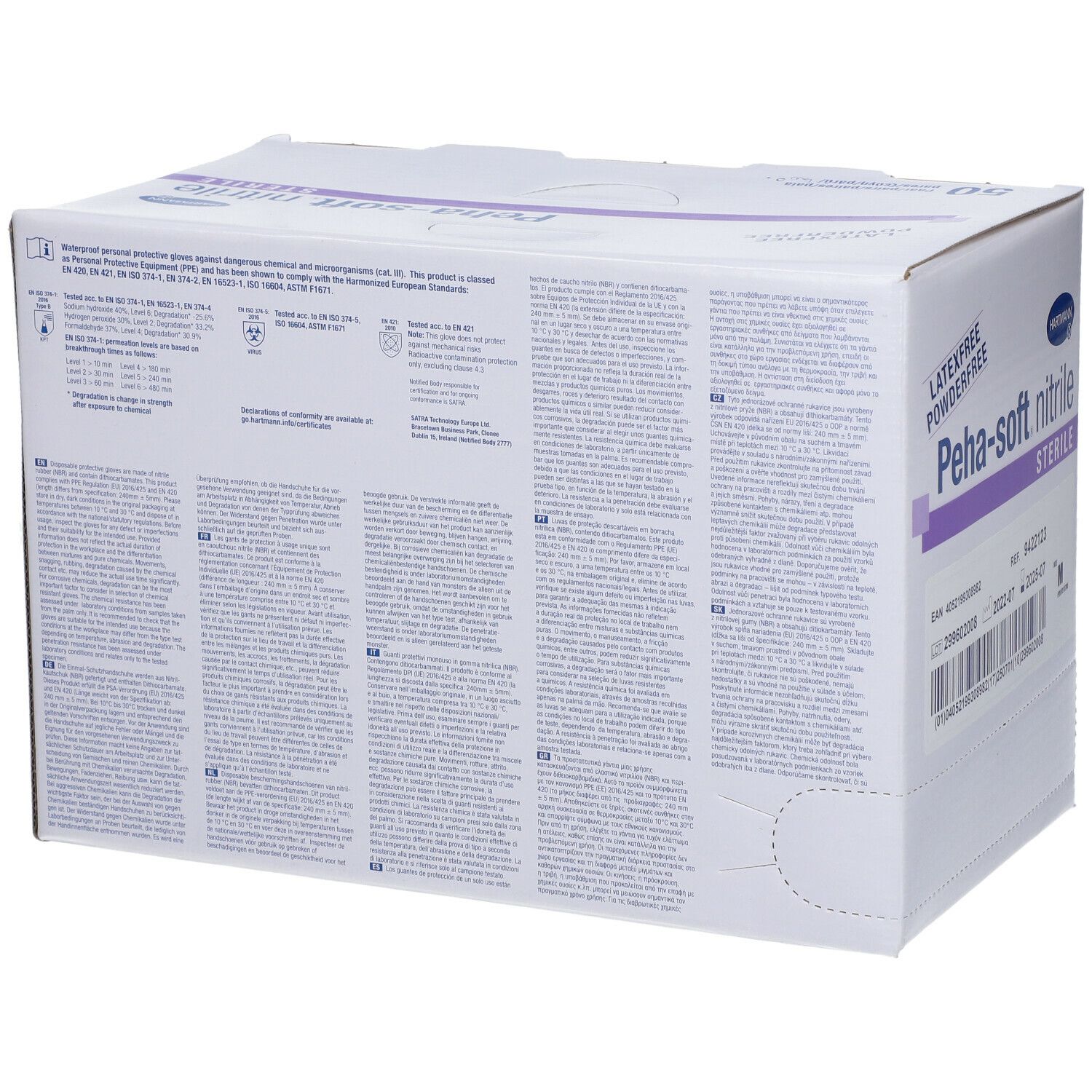 Hartmann Peha-soft® nitrile Gants d'examen sans latex stériles Taille M 7 - 8