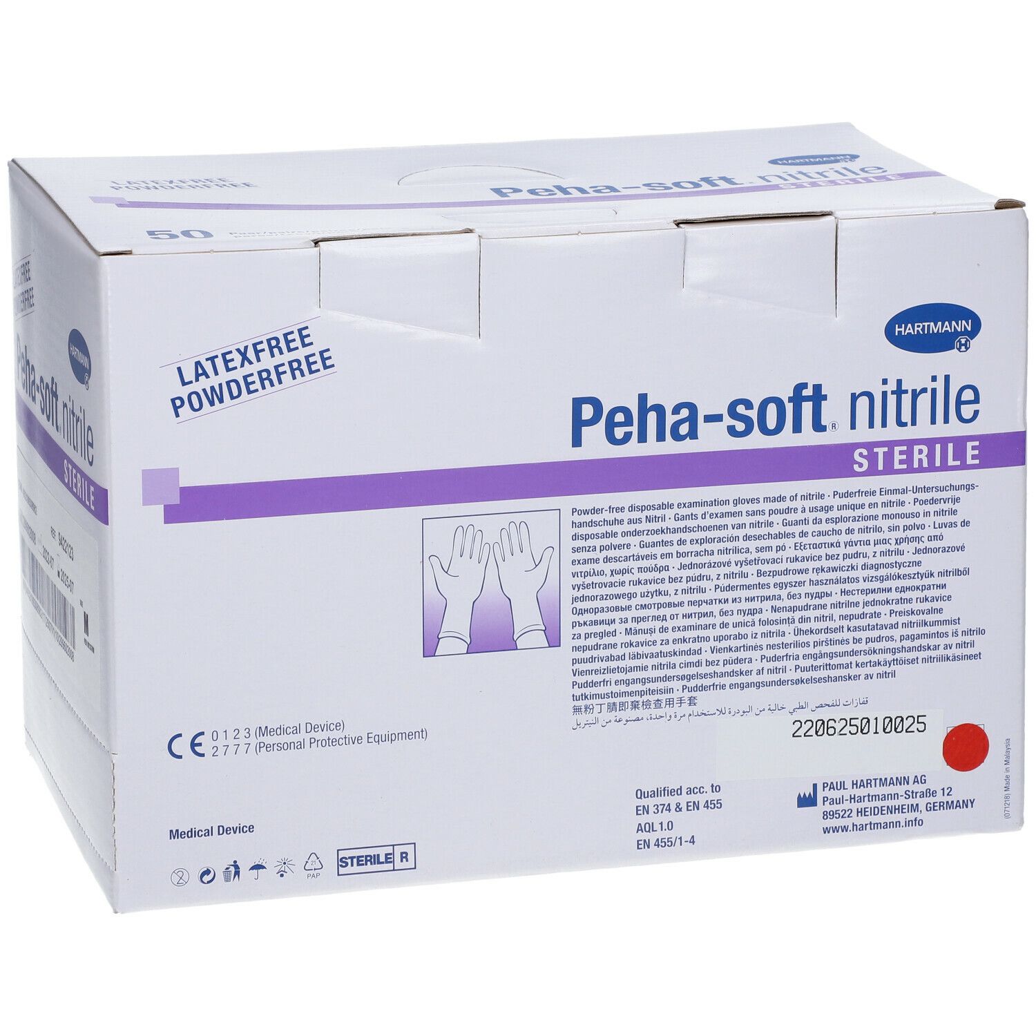 Hartmann Peha-soft® nitrile Gants d'examen sans latex stériles Taille M 7 - 8