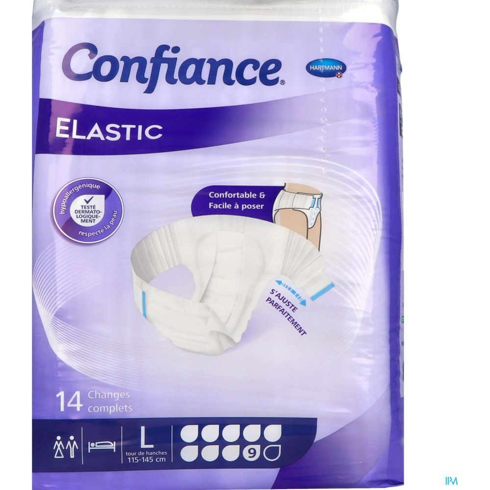 CONFIANCE ELASTIC 9 G - Change-complet hypoallergénique, avec ailes élastiques, incontinen