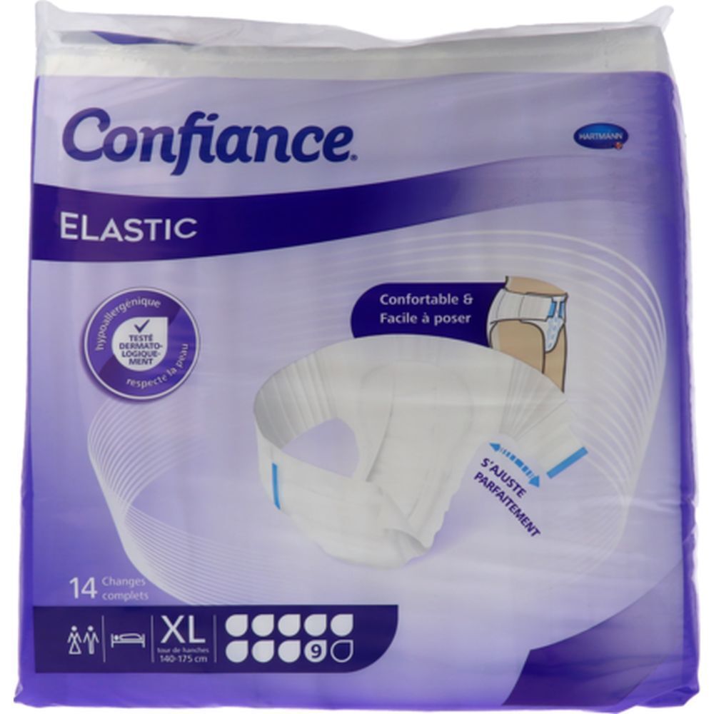 CONFIANCE ELASTIC 9 G - Change-complet hypoallergénique, avec ailes élastiques, incontinen