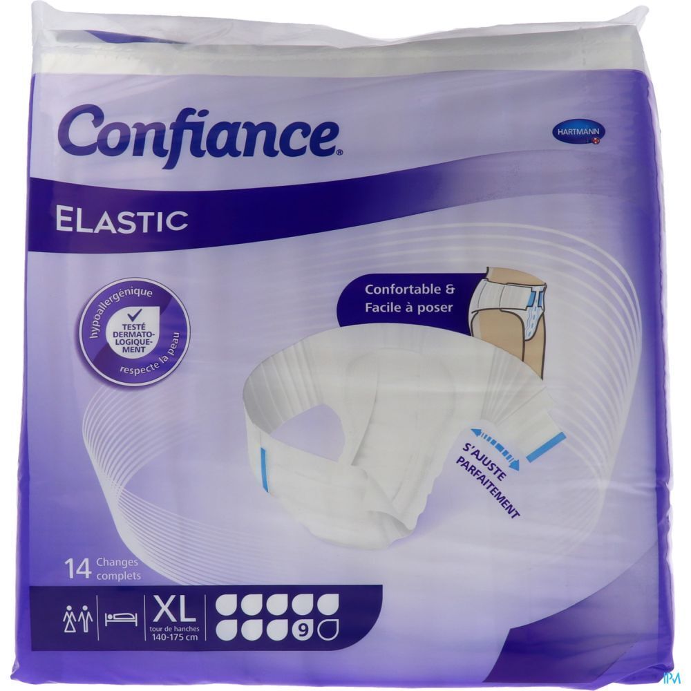 CONFIANCE ELASTIC 9 G - Change-complet hypoallergénique, avec ailes élastiques, incontinen