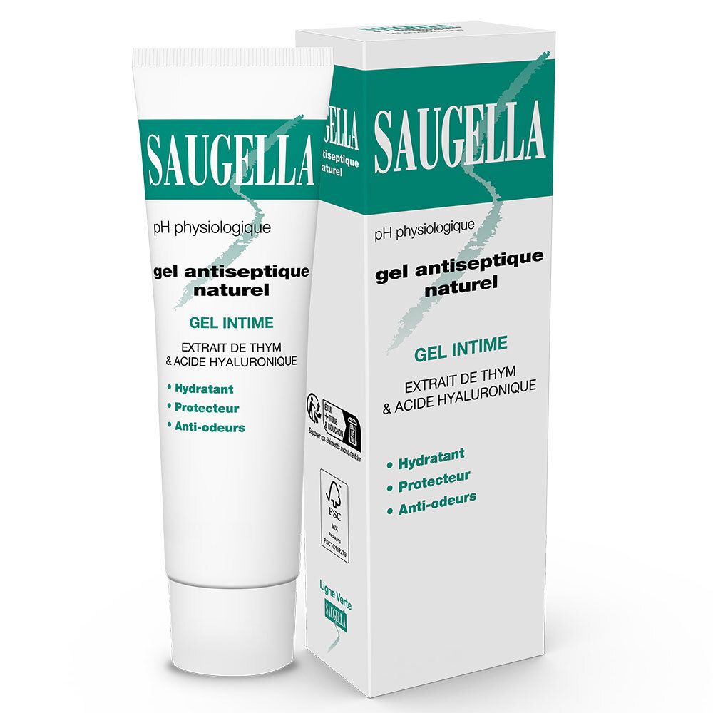 Saugella - Gel Antiseptique Naturel - Gel Hydratant – Protecteur – Anti-odeurs avec Sensation rafraîchissante prolongée A base de Thym et de l'acide Hyaluronique, 30 ml