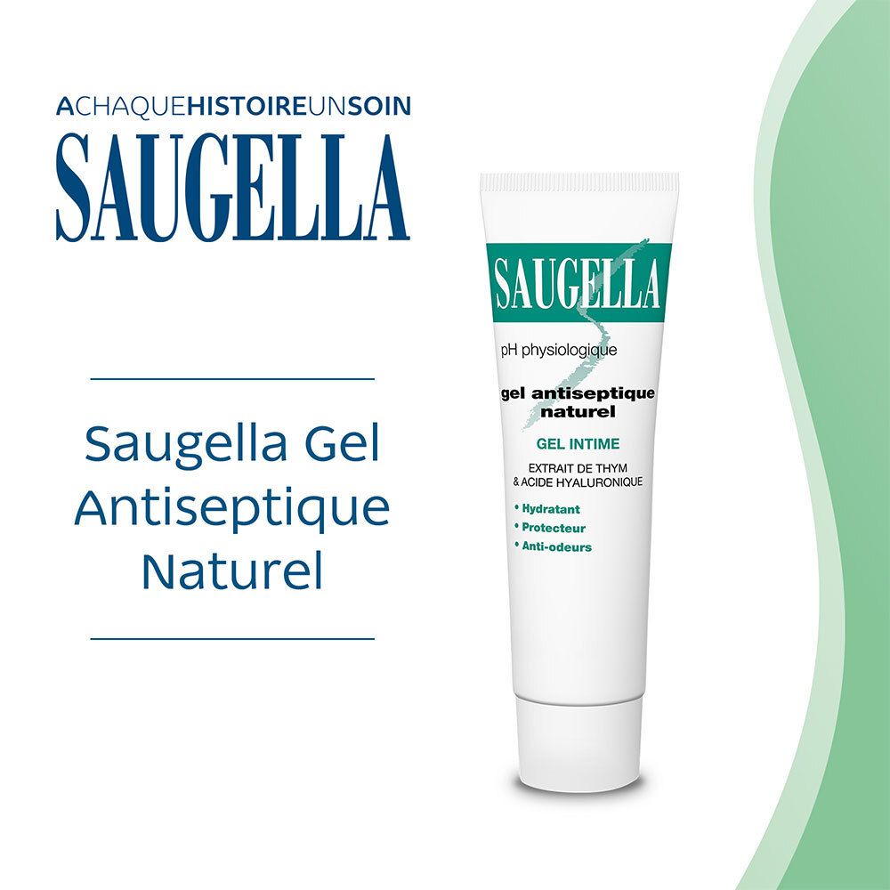 Saugella - Gel Antiseptique Naturel - Gel Hydratant – Protecteur – Anti-odeurs avec Sensation rafraîchissante prolongée A base de Thym et de l'acide Hyaluronique, 30 ml
