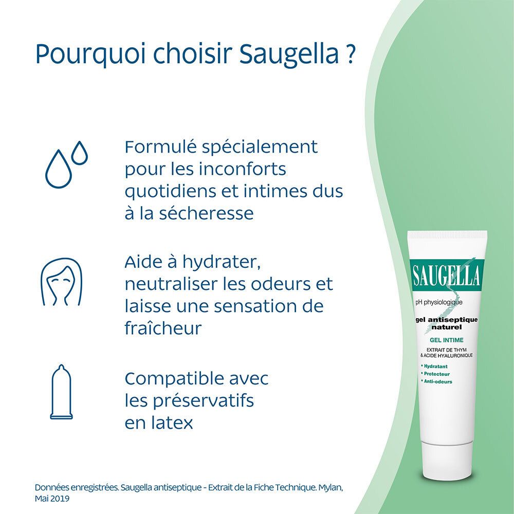 Saugella - Gel Antiseptique Naturel - Gel Hydratant – Protecteur – Anti-odeurs avec Sensation rafraîchissante prolongée A base de Thym et de l'acide Hyaluronique, 30 ml