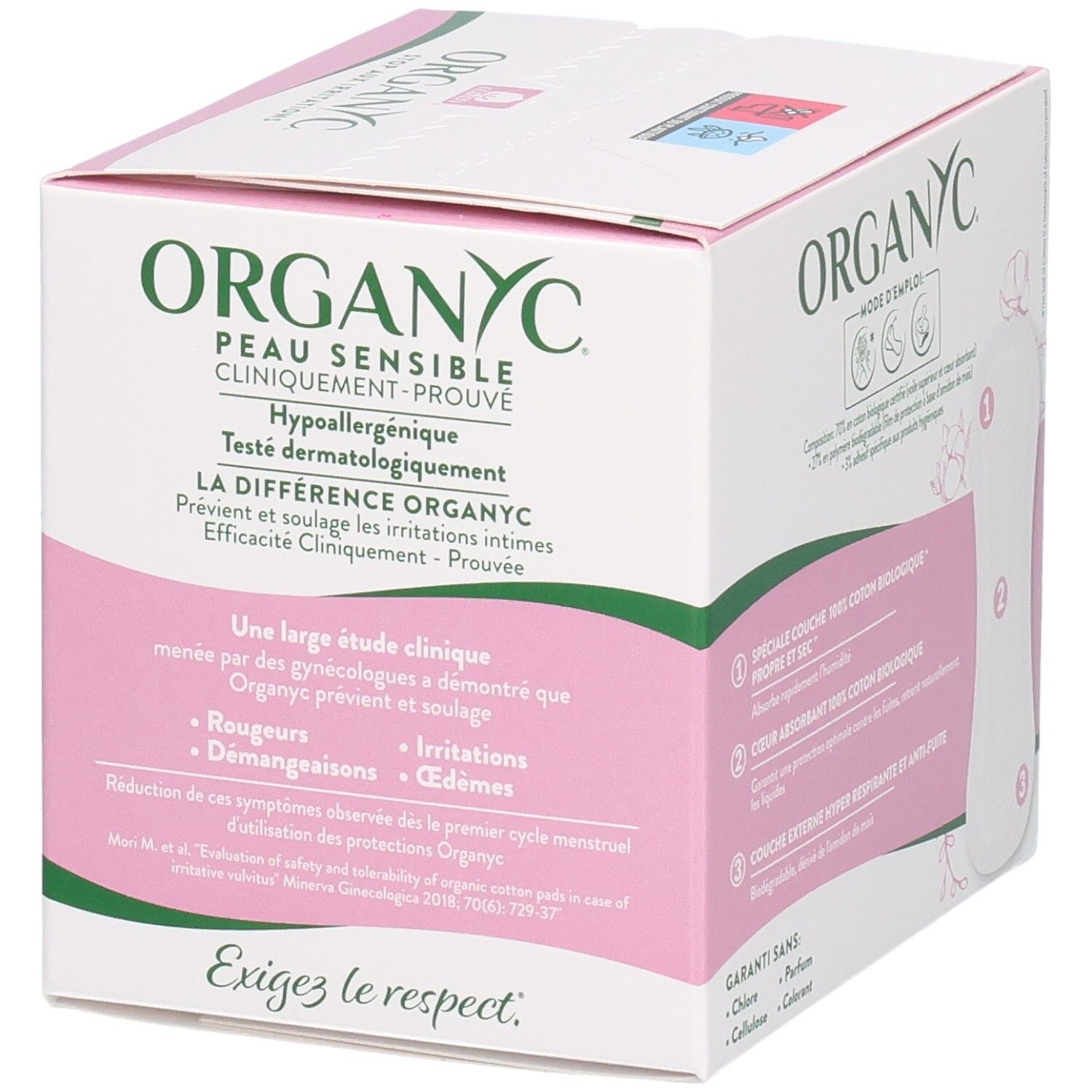 Organyc Protège-slips Pocket: Hypoallergénique, testé cliniquement, pour peaux sensibles, 24 unités.