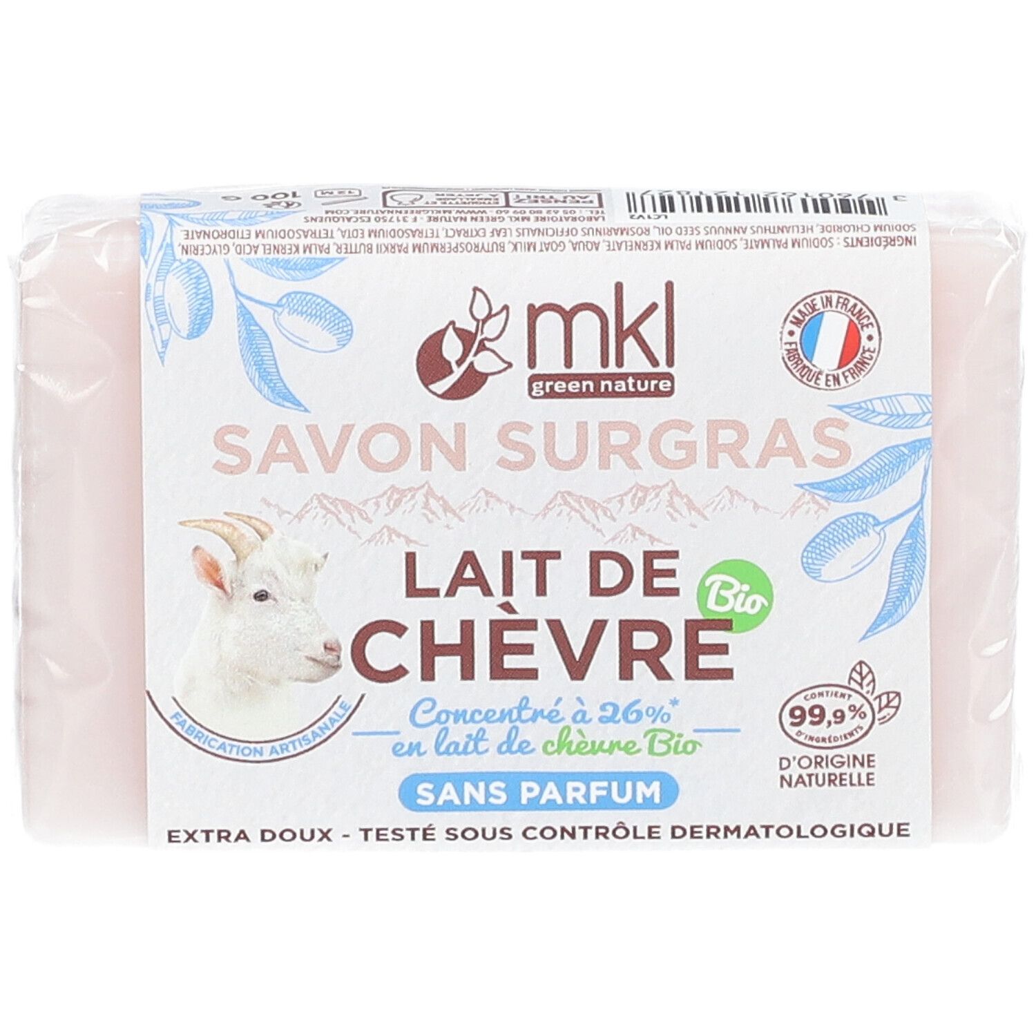 mkl SAVON AU LAIT DE CHÈVRE BIO - SANS PARFUM