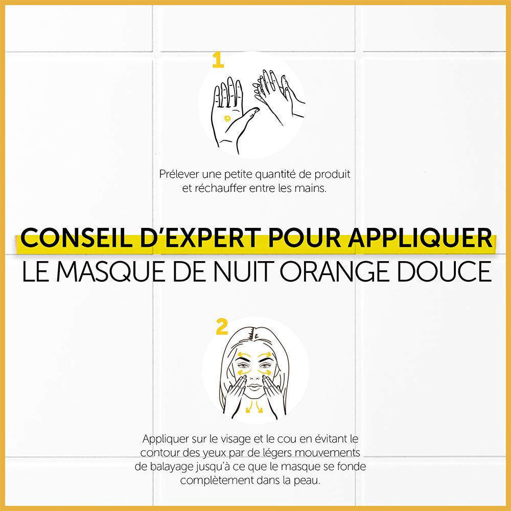 Conseils d'expert pour appliquer le masque. Appliquer sur le visage. Fond jaune.