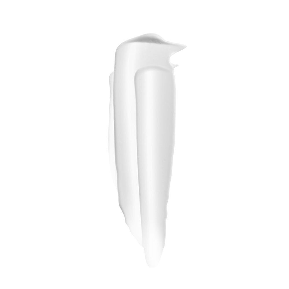Produit blanc sur fond blanc. Texture crémeuse. Orientation de haut en bas.
