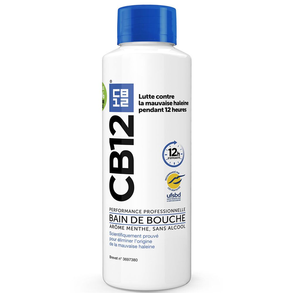 CB12 - Bain de bouche - Lutte contre la mauvaise haleine pendant 12 heures - Sans alcool - Arôme menthe - 500 ml