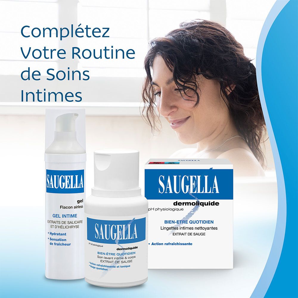 Saugella - Dermoliquide - Soin lavant pour l’hygiène intime quotidienne des femmes adultes - à base d’extrait de Sauge - Assure le bien-être intime quotidien - Flacon 100 ml