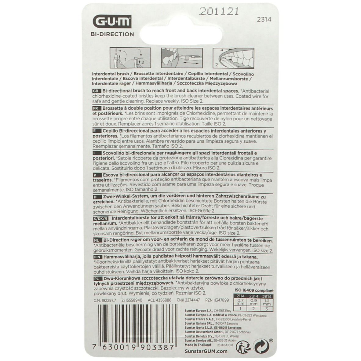 ​GUM® Bi-Direction, Brossette interdentaire conique fine 0,9 mm