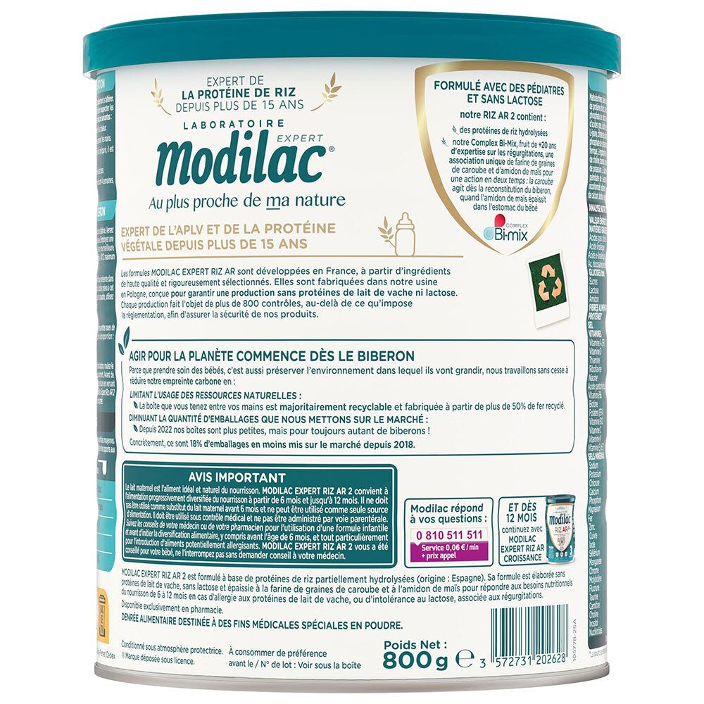 Modilac Expert Riz AR 2: face avant de la boîte avec informations produit et logos.