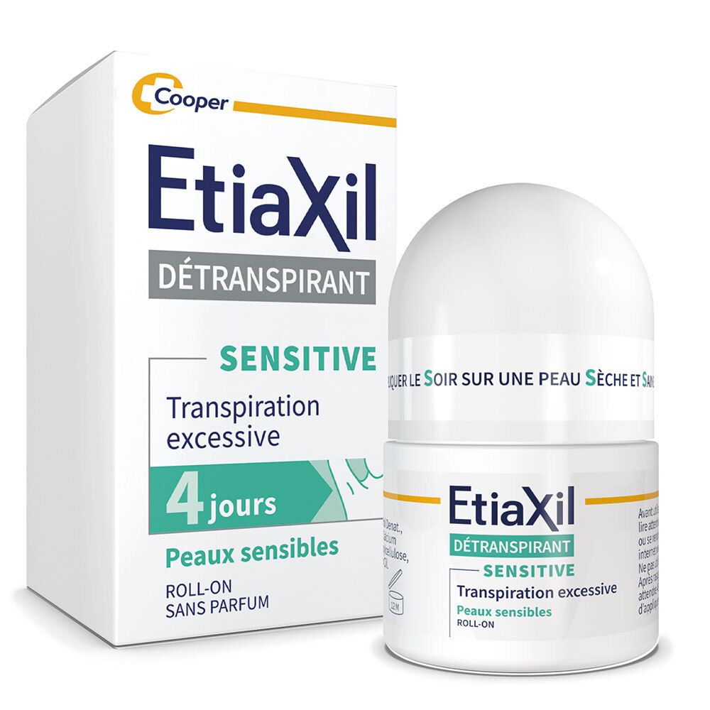 ETIAXIL - Déodorant Détranspirant - Traitement Transpiration Excessive - Aisselles - SENSITIVE - Peaux Sensibles - Lot de 2