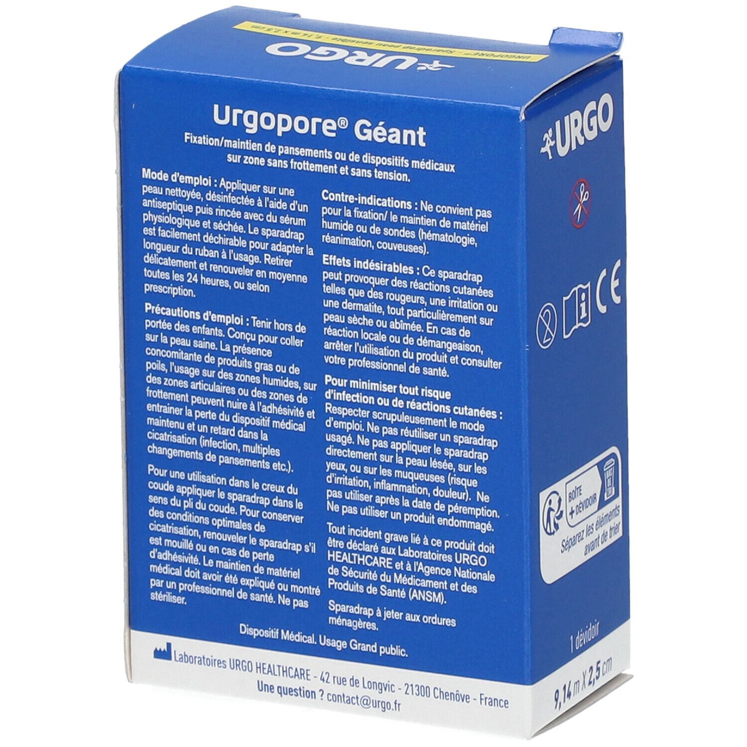 URGO Urgopore® Géant Sparadrap non tissé microporeux 9,14 m x 2,5 cm