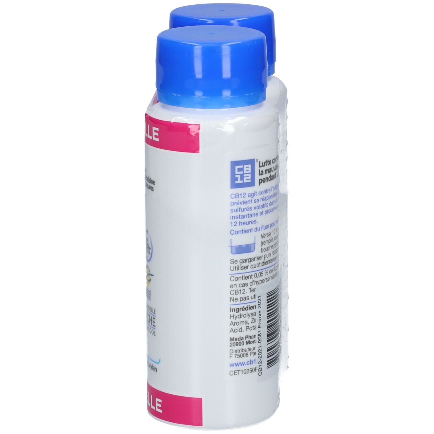 CB12 - Bain de bouche - Lutte contre la mauvaise haleine pendant 12 heures - Sans alcool - Arôme menthe - Lot de 2x250 ml