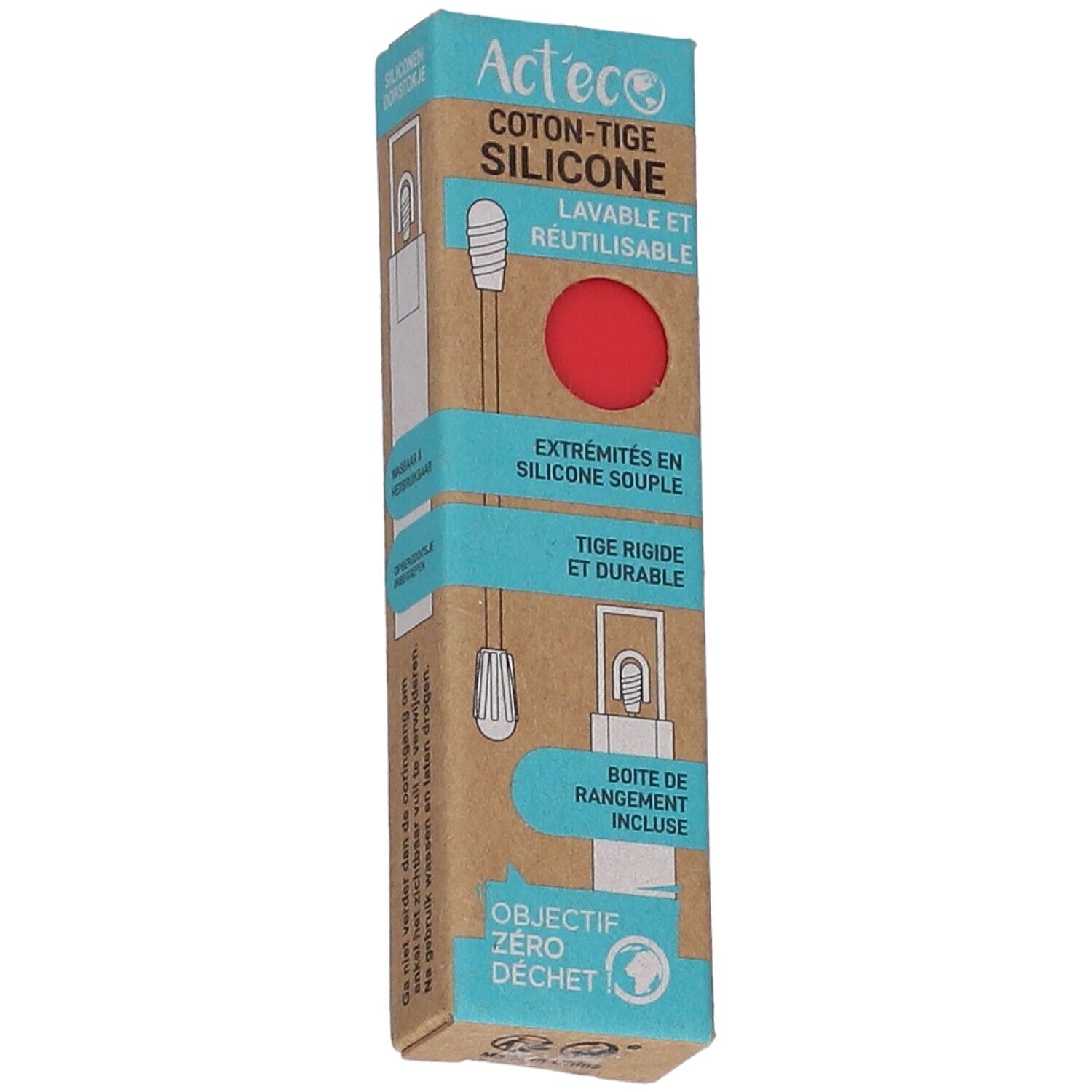 Coton Tige Réutilisable En Silicone - 4 Bâtonnets Lavables Avec étui Miroir Pour Oreilles Et Maquillage