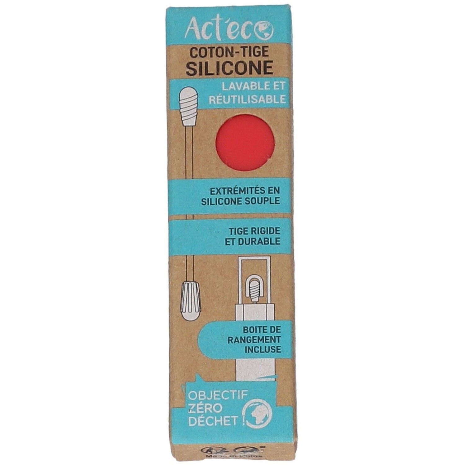Act'eco Coton-Tige Réutilisable Silicone Rouge