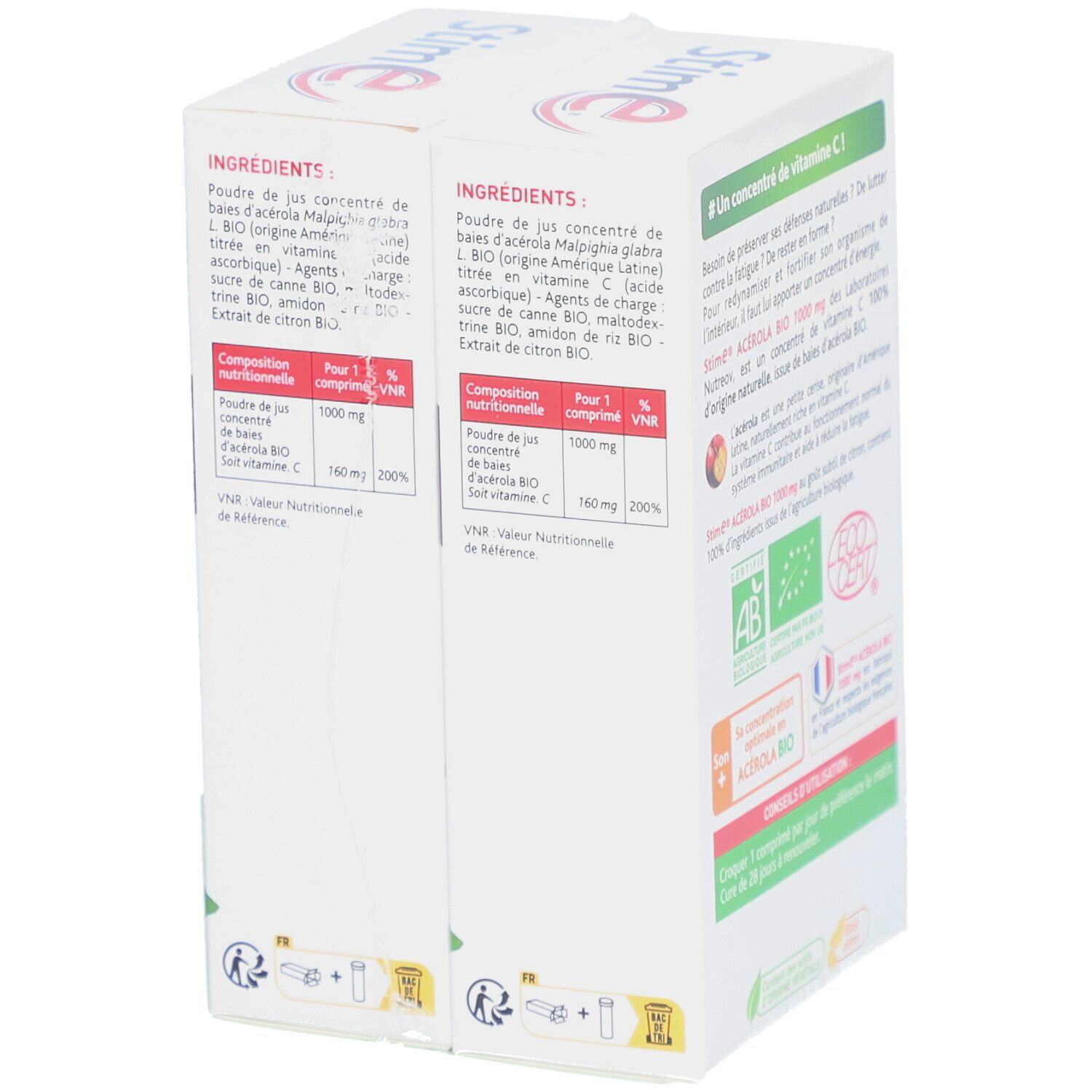 Stim E Acérola BIO 1000 mg vitamine C naturelle immunité & énergie