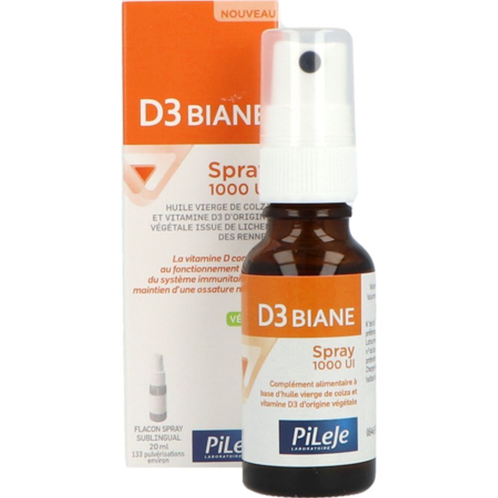 D3 Biane Spray 1000 UI, Spray, complément alimentaire à base d'huile vierge de colza et de
