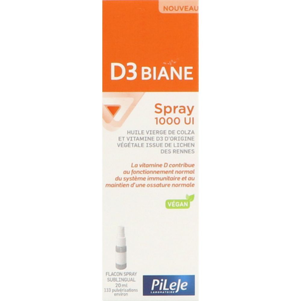 D3 Biane Spray 1000 UI, Spray, complément alimentaire à base d'huile vierge de colza et de