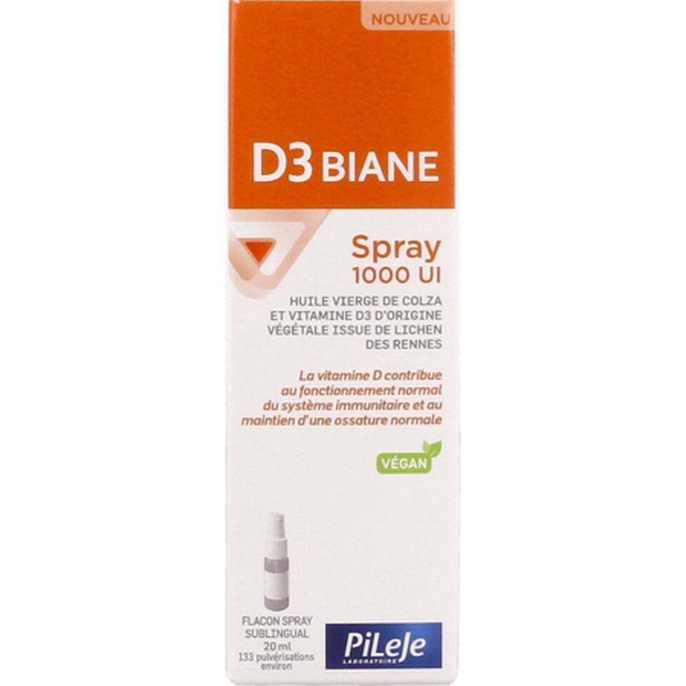 D3 Biane Spray 1000 UI, Spray, complément alimentaire à base d'huile vierge de colza et de