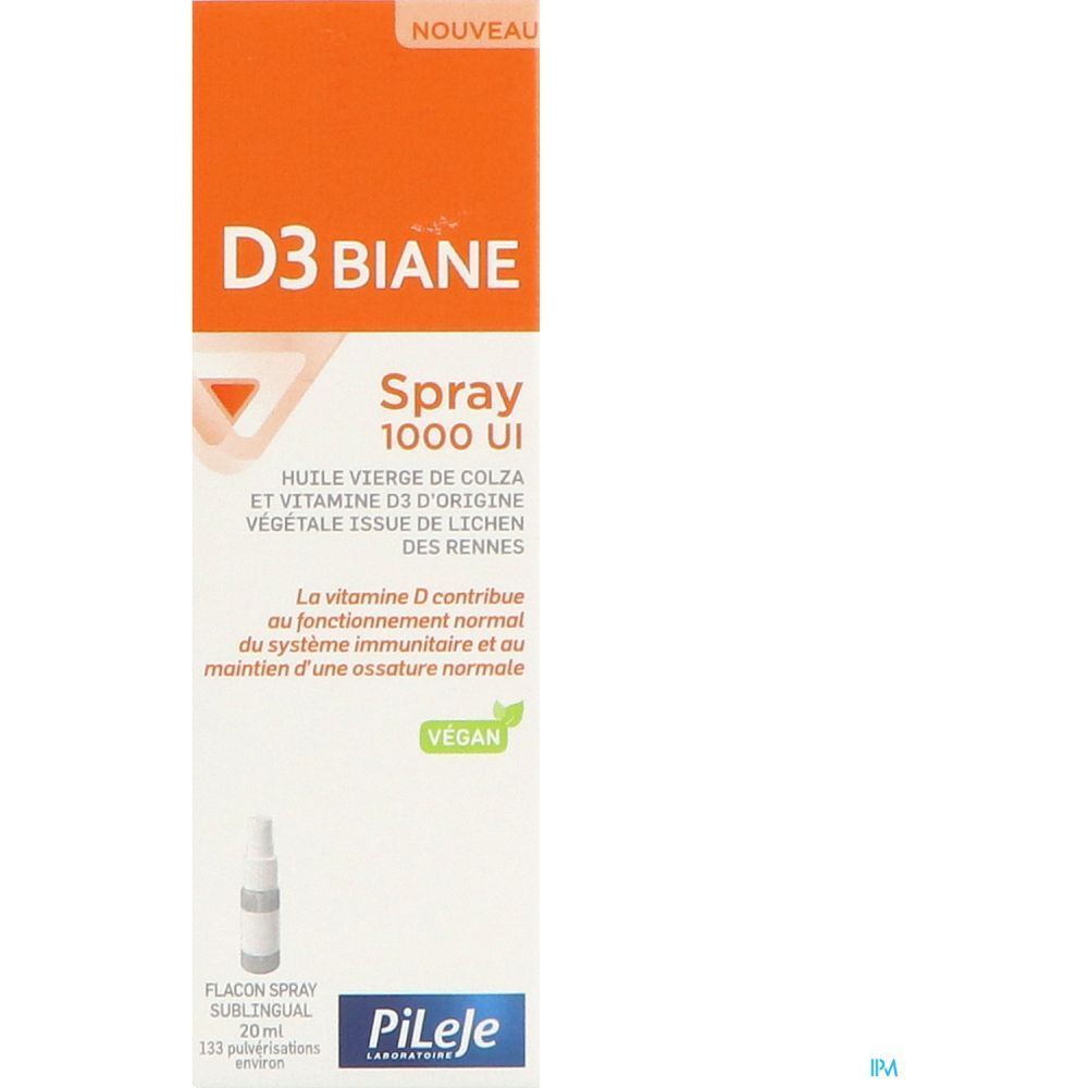 D3 Biane Spray 1000 UI, Spray, complément alimentaire à base d'huile vierge de colza et de
