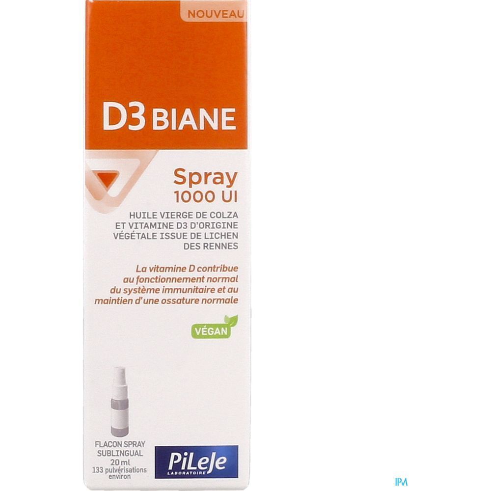 D3 Biane Spray 1000 UI, Spray, complément alimentaire à base d'huile vierge de colza et de