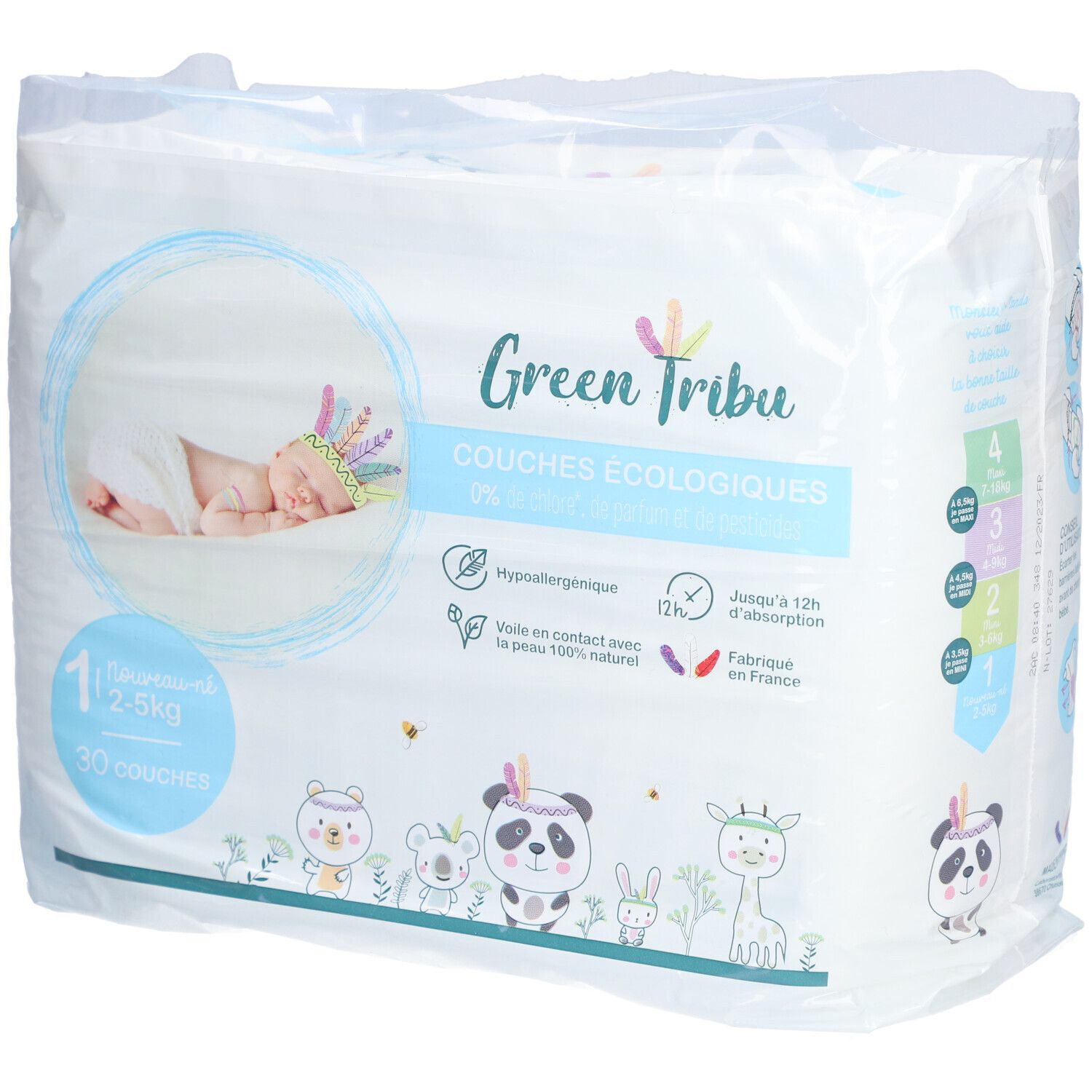 Green Tribu Couches écologiques 1 nouveau-né 2 - 5 kg